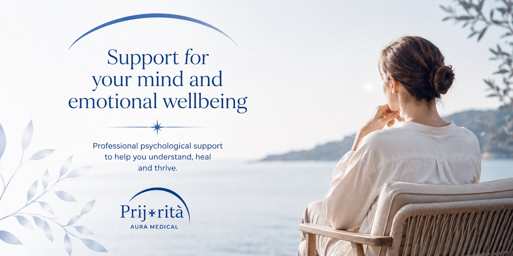 A woman looking out over the sea, representing support for the mind and emotional wellbeing at Prijorità Healthcare's psychology service in Malta